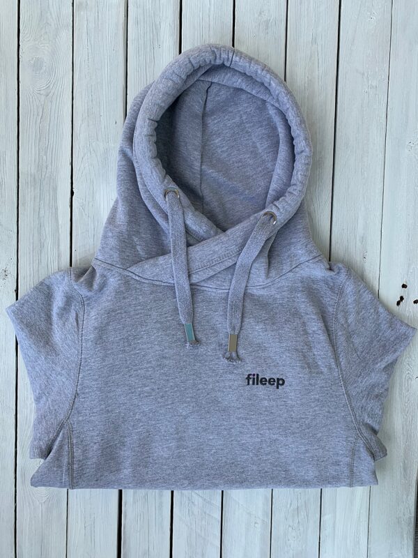 Unisex cowl neck hoodie in grey