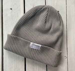Organic Cotton Beanie hat in Light Grey