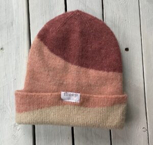 Wave beanie hat in rose peach and vanilla